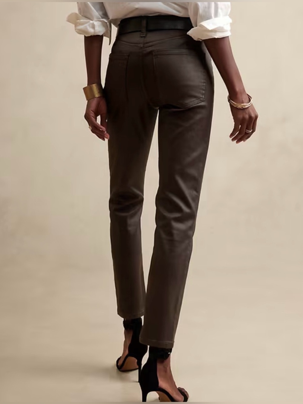 Banana Republic Slim Coated Jeans In Chocolate Brown (Barn Red) High Rise Sz 4